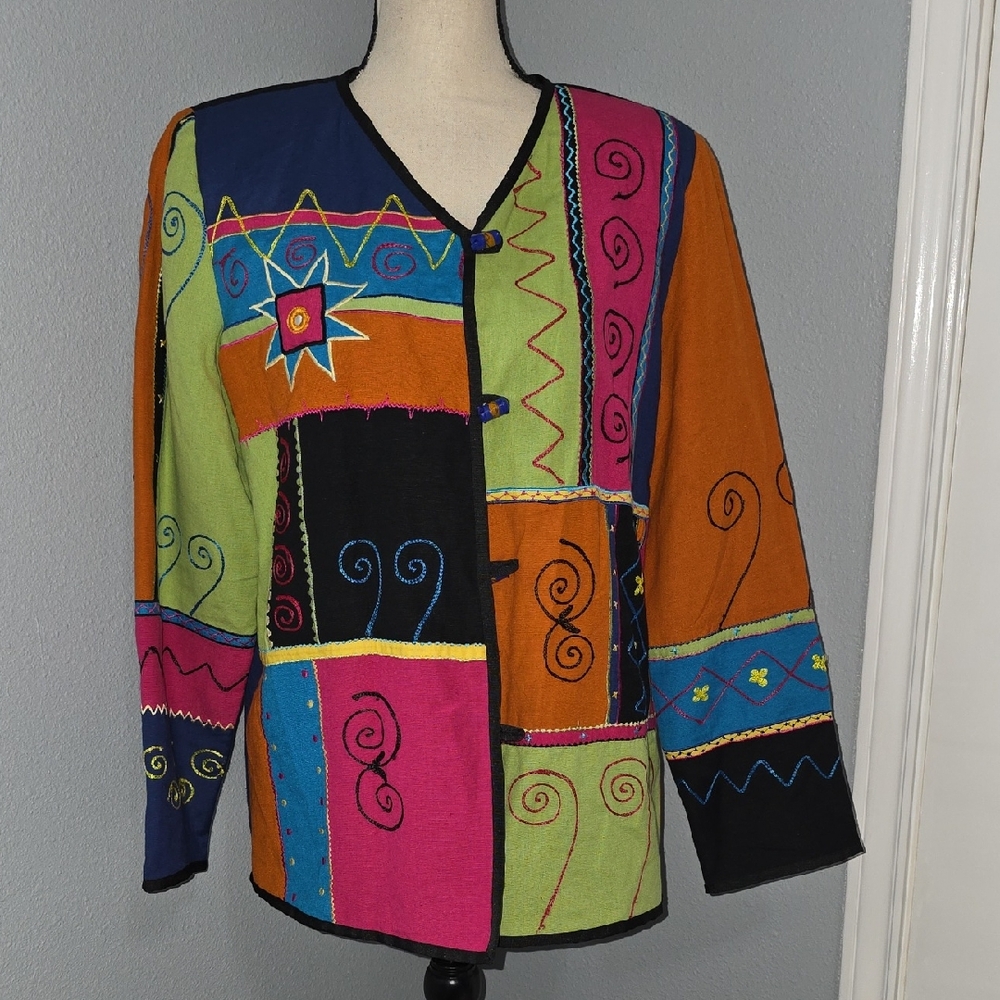 Indigo Moon Black Embroidered Jacket - M